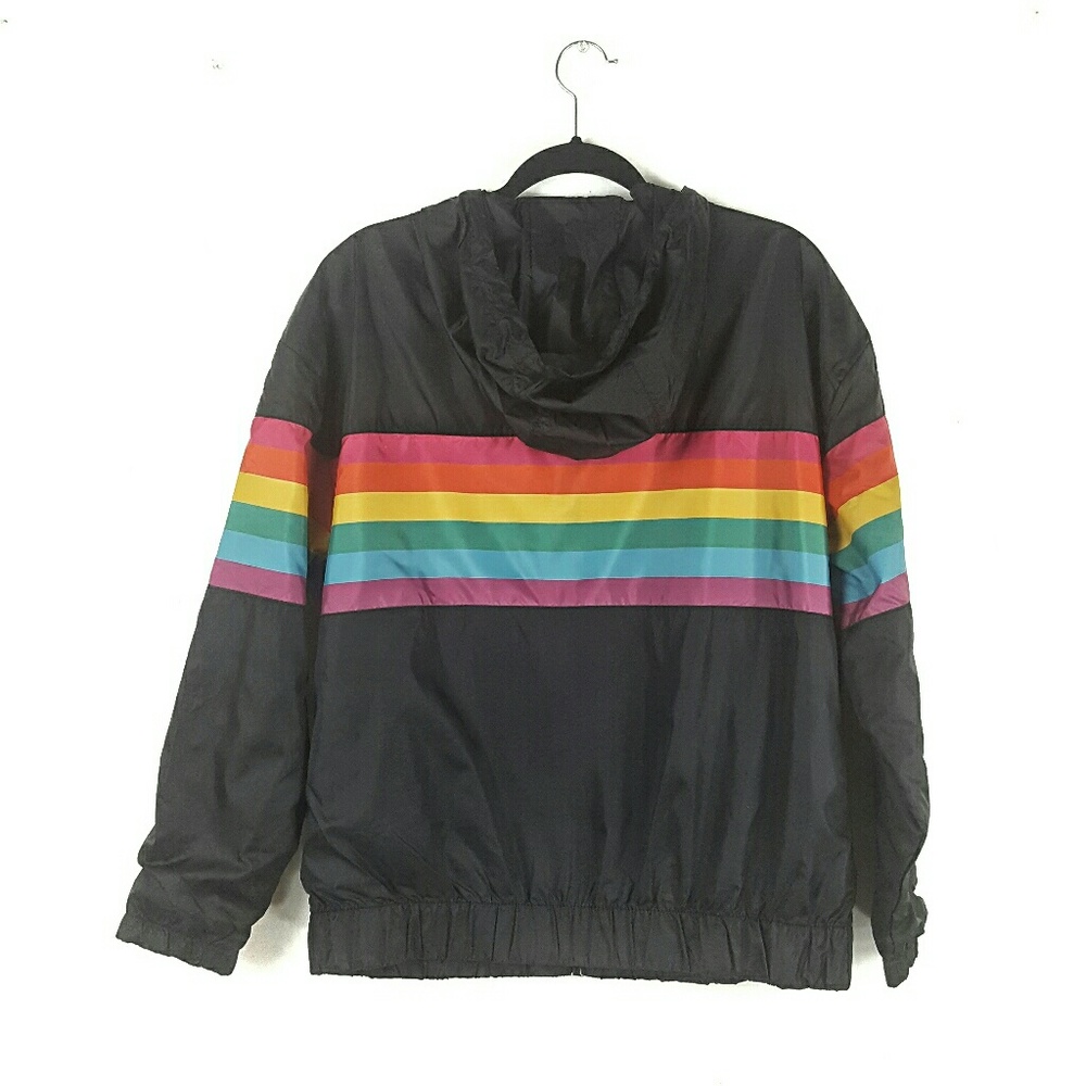 NWT Rainbow Striped Windbreaker - Picture 4 of 5